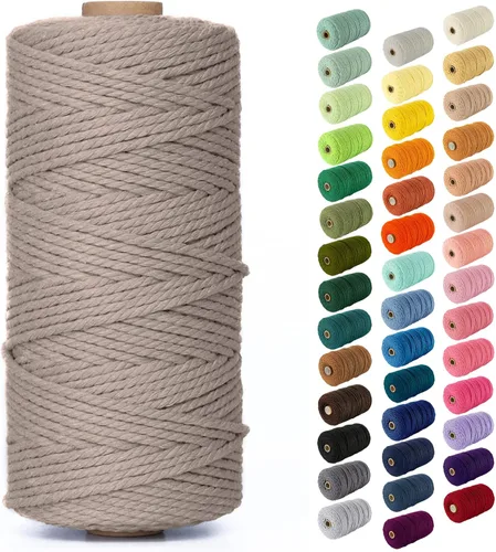 Miniatura 75 de Nook Theory - Cuerda de macramé de 3 mm, 220 yardas de cuerda de algodón, hilo de 4 mm y 5 mm, cuerda para manualidades, perfecta para colgantes
