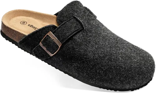 Miniatura 9 de BULLIANT Zuecos pantuflas sandalias de enfermería zapatos de trabajo para hombres y mujeres, parte superior con forro polar + plantilla de corcho