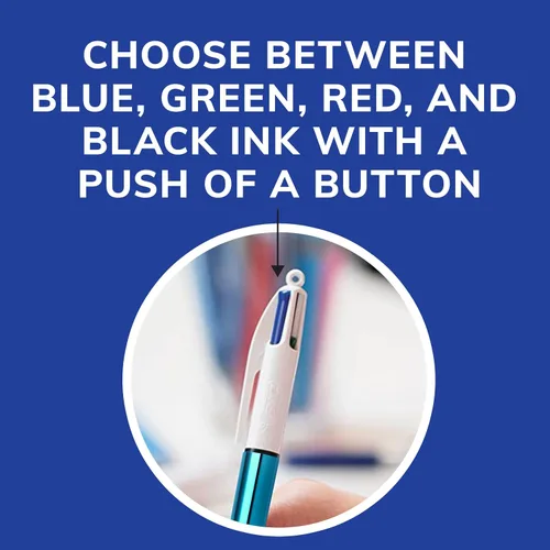 Miniatura 7 de Bolígrafo retráctil BIC de 4 colores con punta media de 1.0 mm, 1 unidad en colores de tinta surtidos Verde