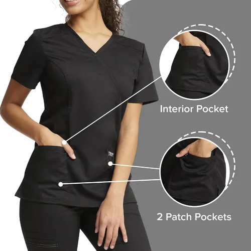 Miniatura 4 de Workwear Revolution WW610 - Ropa quirúrgica con estilo cruzado falso para mujer, elástica, suave y de fácil cuidado