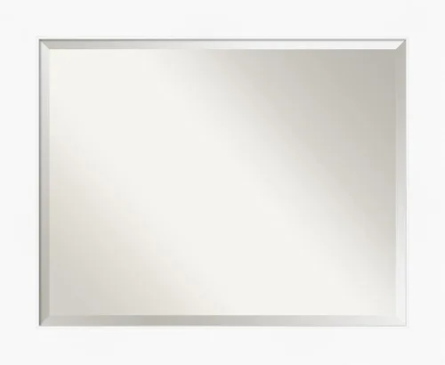 Miniatura 11 de Amanti Art Espejo de tocador de baño de 26 x 22 pulgadas, color blanco, pequeño, moderno, contemporáneo, marco de pared, vidrio biselado, colgante