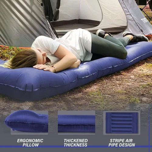 Miniatura 4 de TOBTOS Colchoneta inflable para acampar con almohada, almohadilla de dormir ultraligera gruesa de 6 pulgadas con bomba incorporada, alfombrilla