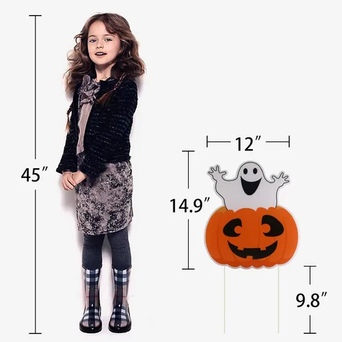 Miniatura 5 de 3 letreros de patio para accesorios de Halloween, estacas de calabaza, fantasma, monstruo, estacas para decoración de Halloween, decoración