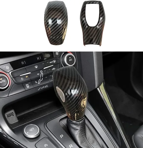 ruihe Cubierta de Pomo de Cambio de Marchas de Coche, Adhesivo de Carbono, Adorno para Ford Focus Fiesta Fusion Escape C-Max Transit-150 Transit-250