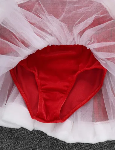 Miniatura 7 de TiaoBug Disfraz de señora Claus para niñas, disfraz de Papá Noel, vestido de fiesta de Navidad, vestido de patinaje sobre hielo, ballet, baile