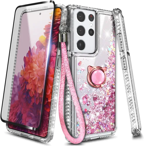 Miniatura 290 de NGB - Funda de teléfono diseñada para Samsung Galaxy S9+ Plus, morado/azul, con purpurina líquida para mujeres y niñas, con protector de pantalla