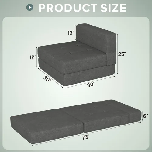 Miniatura 2 de ZeeFu Sofá cama plegable – Futón de espuma viscoelástica, cama convertible para sala de estar/dormitorio/invitados/oficina/caravanas/estudio