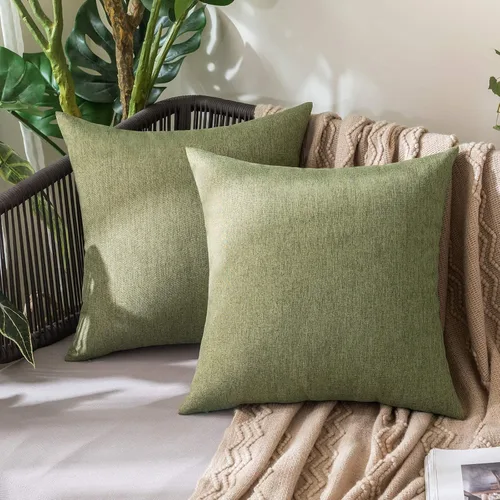 Miniatura 69 de MIULEE Paquete de 2 fundas decorativas para almohadas de exterior, sólidas, impermeables, de lino sintético, estilo granja de jardín, fundas de Óxido