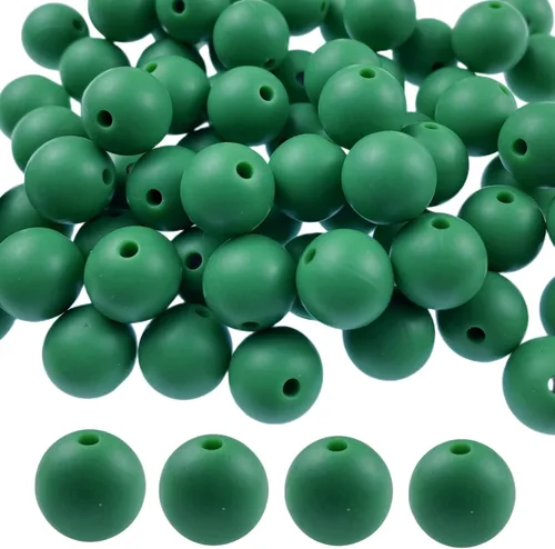Miniatura 49 de Cuentas de silicona, 70 cuentas redondas de silicona de 0.472 pulgadas para hacer llaveros, pulseras, collares, aretes, joyas, manualidades (azul)