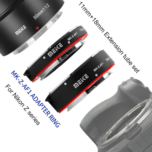 Miniatura 4 de Meike MK-Z-AF1 Anillo adaptador de tubo de extensión macro de enfoque automático de metal (0.433 in+0.709 in) compatible con Nikon Z5 Z6 Z7 Z6II