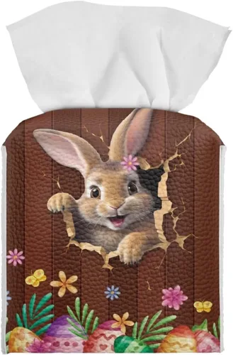Miniatura 16 de Lindas decoraciones de ajolote con estampado de animales, caja de pañuelos de cuero, soporte de Navidad, organizador de papel de seda impermeable