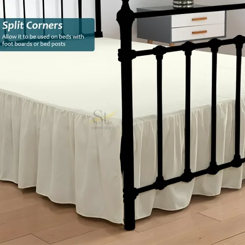 Miniatura 2 de Shreem Linen Falda de cama con volantes con esquinas divididas, estilo reunido, 100% microfibra, caída de 12 pulgadas, falda de cama con volantes