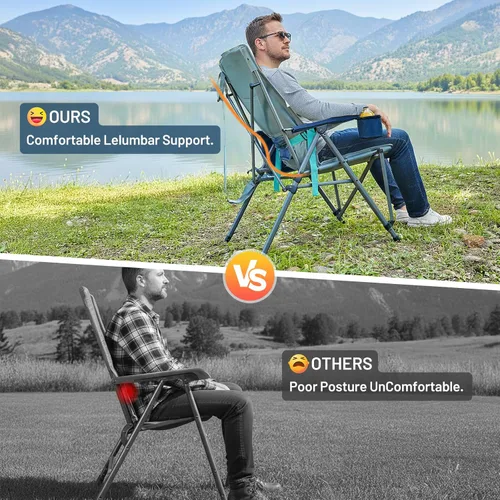 Miniatura 3 de Timber Ridge Oversized Camping Chair with Lumbar Support, Portable Folding Chair Heavy Duty for Adults Supports 450 LBS for Outdoor Camping Lawn