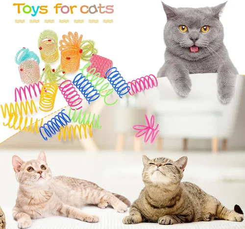 Miniatura 6 de Sumind 30 unidades de juguetes de resorte para gatos, resortes en espiral para interiores, interactivos para gatos, juguetes para mascotas, espiral