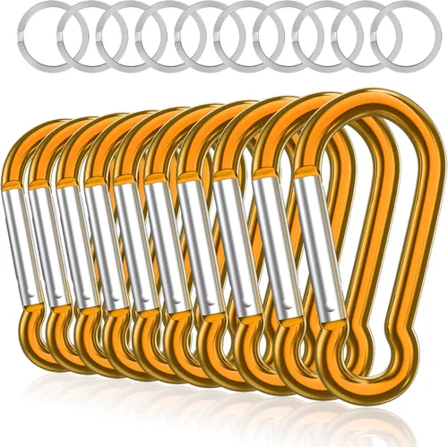 Miniatura 8 de Sprookber Mosquetón de aluminio, clips de caribeño, gancho de resorte para clip de llavero, juego de 10