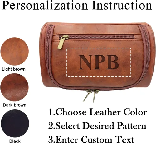 Miniatura 2 de Neceser personalizado para hombres, marido, novio, papá, cuero con capacidad para viaje, kit de viaje hecho a mano con grabado personalizado, nombre