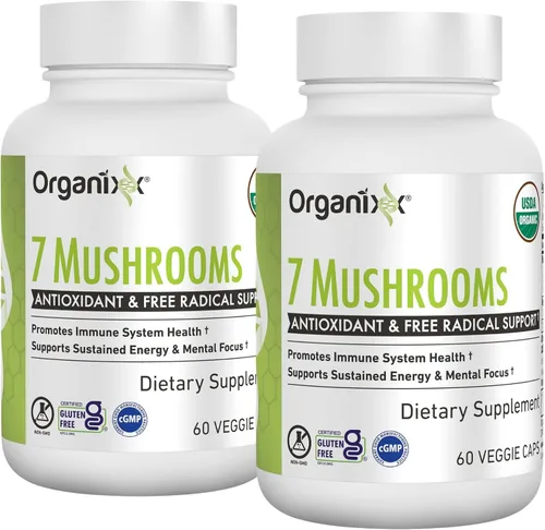 Miniatura 9 de Organixx USDA Organic Mushroom Supplement, 7 Fermented Mushrooms – Lions Mane, Shiitake, Cordyceps, Turkey Tail, Reishi – for Immune & Digestion