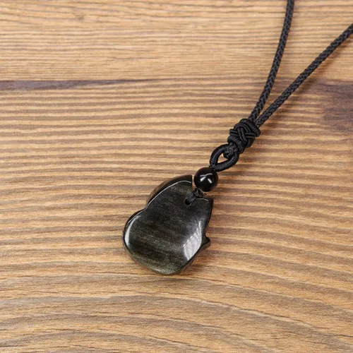 Miniatura 5 de COAI Collar con colgante de zorro de piedra para hombre y mujer, Piedra, Jaspe