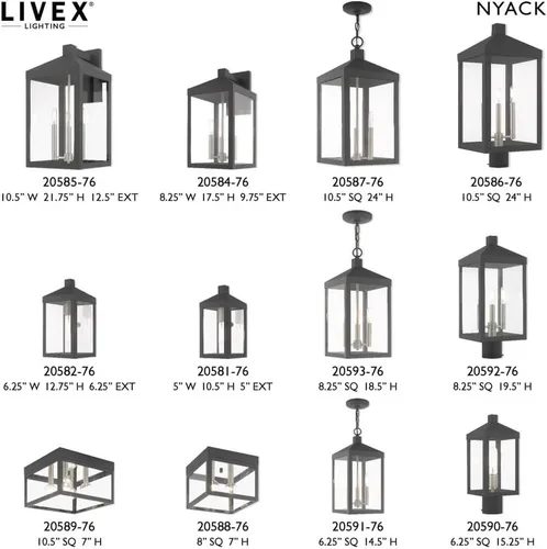 Miniatura 5 de Livex Iluminación 3 luces de latón antiguo al aire libre poste superior linterna