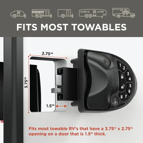 Miniatura 3 de RVLOCK V4 Cerradura de puerta de caravana de metal premium con teclado y control remoto, reemplazo de cerradura de puerta de caravana sin llave