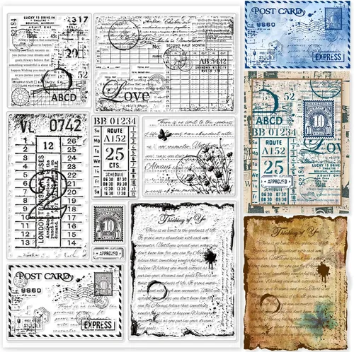 GLOBLELAND 11.7x8.3in Sellos transparentes de estilo vintage para tarjetas, sellos de goma de silicona transparente para álbumes de recortes, sellos