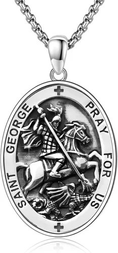 Miniatura 118 de Collar de plata de ley 925 con medalla de San Patrón, colgante de protección católica, amuleto, joyería religiosa para hombres y mujeres
