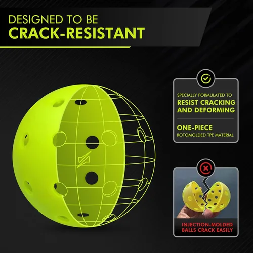 Miniatura 2 de Bolas de Pickleball Dinkly, Bolas de Pickleball para Exteriores Aprobadas por USAPA, Bola de Pickleball con Mayor Durabilidad con Diseño