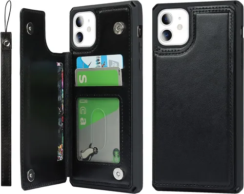 Miniatura 30 de Cavor para iPhone 11 Funda con tarjetero, para iPhone 11 Funda tipo cartera para mujeres y hombres, Funda para teléfono tipo cartera con soporte