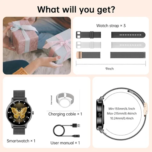 Miniatura 9 de Relojes inteligentes para hombres y mujeres (contestar/realizar llamadas), pantalla HD de 1.27" con rastreador de actividad física, monitor de ritmo