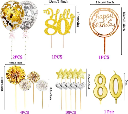 Miniatura 2 de Hello50 - Decoración de cumpleaños para tartas doradas, para hombres y mujeres, decoración de pastel de cumpleaños número 50