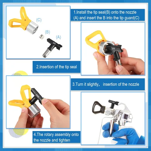 Miniatura 4 de 10 Piezas Puntas de Pulverización Puntas de Pulverización Reversibles Boquillas de Pulverización sin Aire para Pistolas Pulverizadoras de Pintura