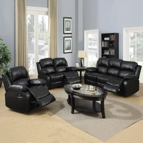 A Ainehome Juego de sofá reclinable de lujo para sala de estar, juego de sofá reclinable de cuero y sillas de dos plazas, juegos de muebles de sala