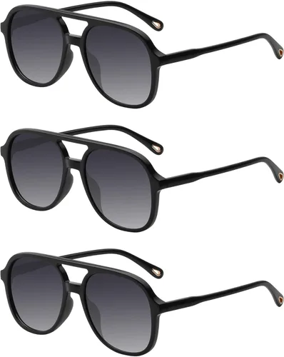 Miniatura 2 de YDAOWKN Retro Square Aviator Sunglasses for Womens Mens Vintage 70s Double Bridge Sun Glasses