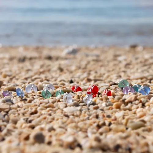 Miniatura 6 de Aretes de Cristal de Mar S990 Plata Esterlina Hipoalergénicos Hechos a Mano con Poste Aretes de Cristal de Playa Joyería Artesanal de Declaración