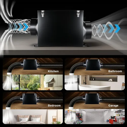 Miniatura 7 de GROWNEER - Ventilador de escape de baño en línea de 15 cm, ventilador de ventilación de 220 CFM con control remoto, ventilador de techo de 5