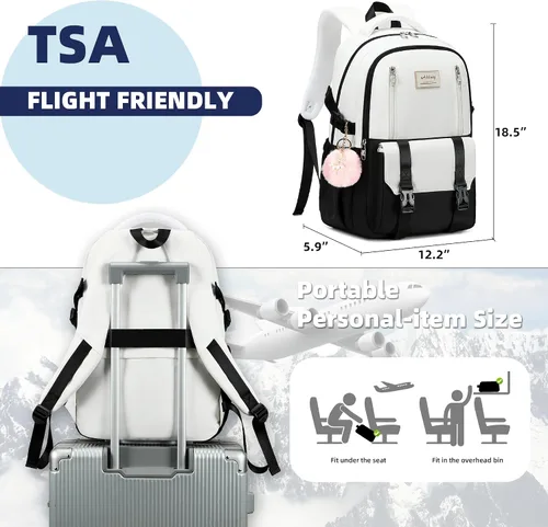 Miniatura 6 de Caoroky knight Mochila de viaje para laptop para mujeres y niñas, mochila de escuela primaria y secundaria, mochilas universitarias, mochila Negro