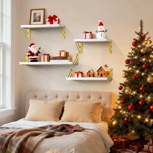 Miniatura 5 de BAYKA Estantes de pared para decoración de dormitorio, estante de pared flotante para almacenamiento en sala de estar y cocina, estantes de madera