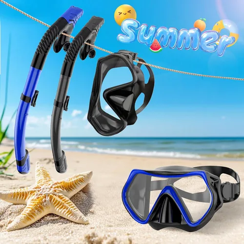 Miniatura 7 de Equipo de esnórquel para adultos, juego de máscara de esnórquel para adultos, buceo, gafas de natación con cubierta para la nariz, vidrio templado