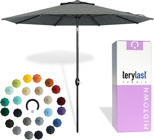 Miniatura 53 de Midtown Umbrellas 10 años sin decoloración, 6 pies, tela de poliéster roja a prueba de rayos UV, sombrilla para patio al aire libre, marco
