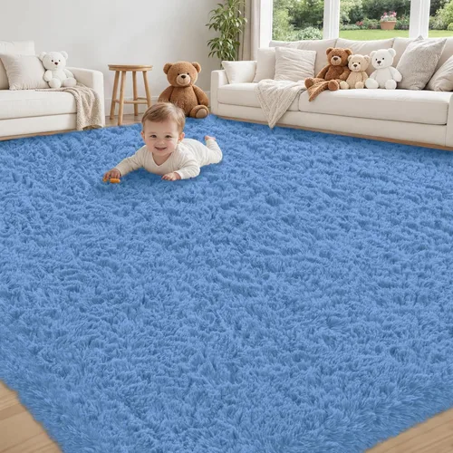 Miniatura 25 de Alfombra de Área 8x10 para Sala de Estar: Alfombras Shag Gris Claro Ultra Suaves y Esponjosas, Alfombra Grande Difusa de Felpa