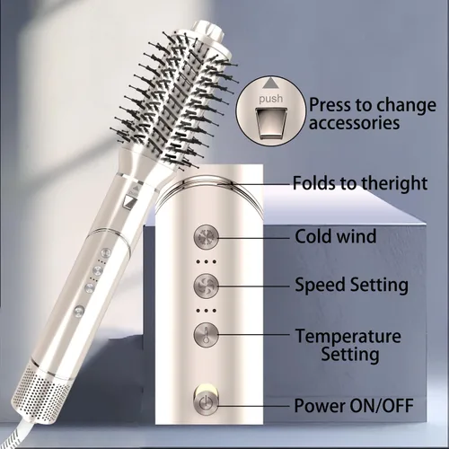 Miniatura 6 de Cepillo secador 5 en 1 y moldeador de aire caliente, secador de pelo de alta velocidad de 110,000 RPM con rizadores de envoltura automática