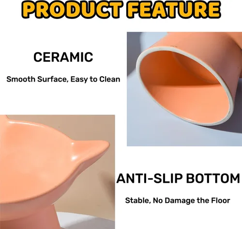 Miniatura 4 de Cuencos elevados de cerámica para gatos, platos de agua elevados para gatos de interior, perros pequeños, cuencos de cerámica de 12 onzas, poco