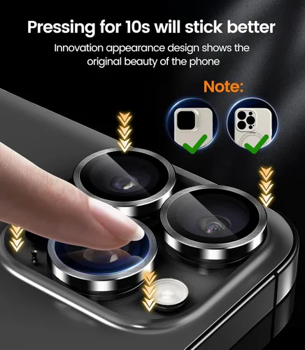 Miniatura 6 de iGluz Paquete de 2 protectores de lente de cámara antirreflejos para iPhone 15 Pro/15 Pro Max, vidrio templado ultrafino antivaho con bandeja