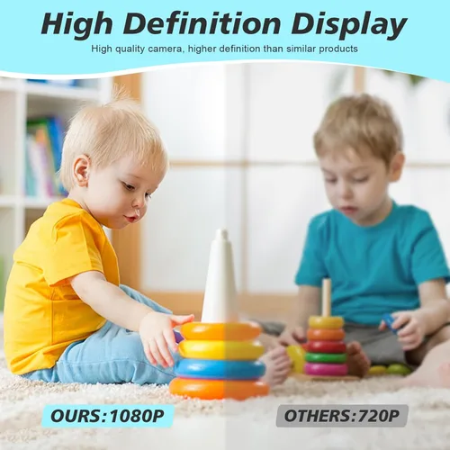 Miniatura 3 de Cámara WiFi interior estilo reloj digital 1080P HD - Visión nocturna, colocación visible de escritorio para bebé mascota anciana monitoreo