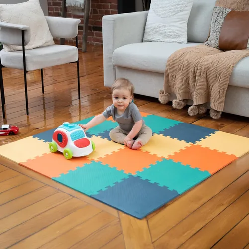 Miniatura 19 de MioTetto Tapete de juego para bebé, baldosas de espuma suave para el suelo para niños. Baldosas de espuma entrelazadas ajustables, se adapta a