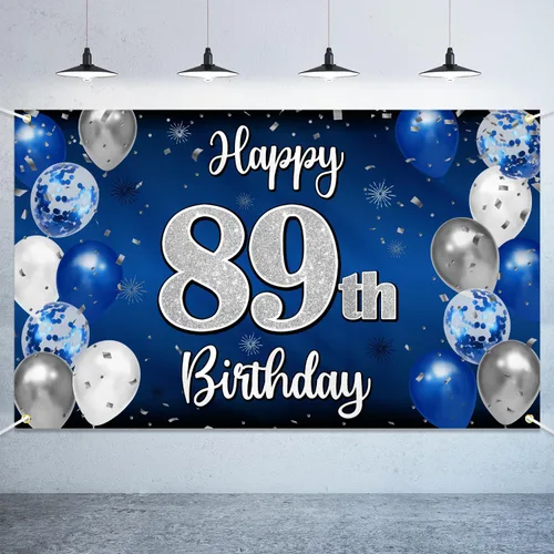 Miniatura 44 de Decoraciones de Feliz 11º Cumpleaños, Globo Azul y Plateado Grande Pancarta de Fondo de Cumpleaños, Brindemos por Once Años Suministros de Fiesta