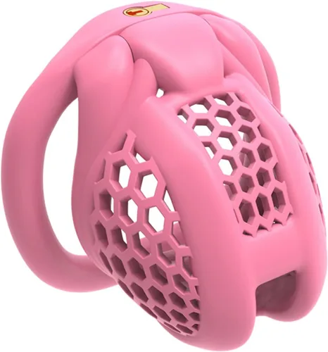Miniatura 13 de Conjunto de Jaula Peniana de Miel Respirable con 4 Anillos Planos, Jaulas Pequeñas para Pene, Dispositivo de Castidad para Hombres, Juguetes Negro