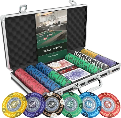 Miniatura 9 de Bullets Playing Cards Juego de póquer Corrado 500 fichas de póquer de arcilla (0.49 oz) con estuche de aluminio y naipes - Texas Hold'em, fichas