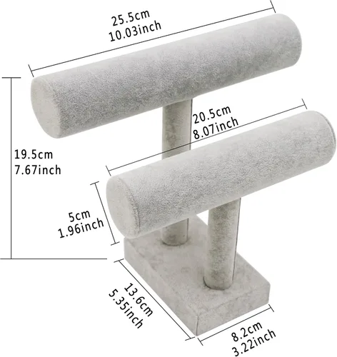 Miniatura 6 de Wudygirl Soporte de pulsera de terciopelo de 2 niveles, soporte para joyas, soporte para relojes, soporte de exhibición de joyas, organizador