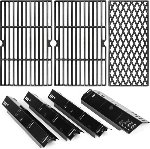 Uniflasy Rejillas de parrilla Placas de calor para Dyna-Glo 4 quemadores DGH450CRP DGH451CRP Piezas de parrilla para Dyna Glo 70-01-911 70-02-411